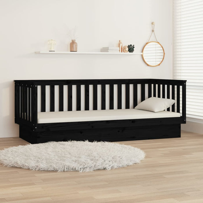 Day Bed without Mattress Black 100x200 cm Solid Wood Pine