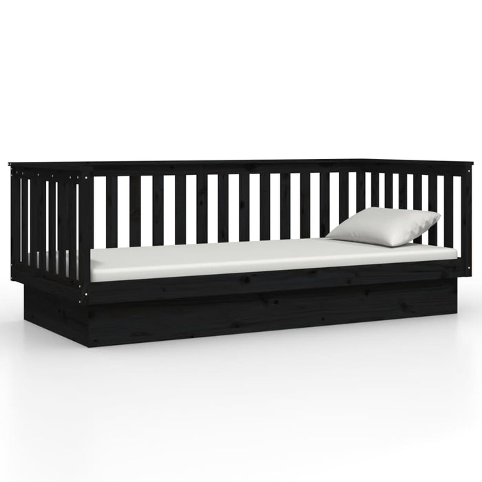 Day Bed without Mattress Black 100x200 cm Solid Wood Pine