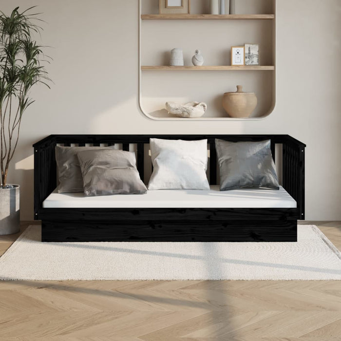 Day Bed without Mattress Black 100x200 cm Solid Wood Pine