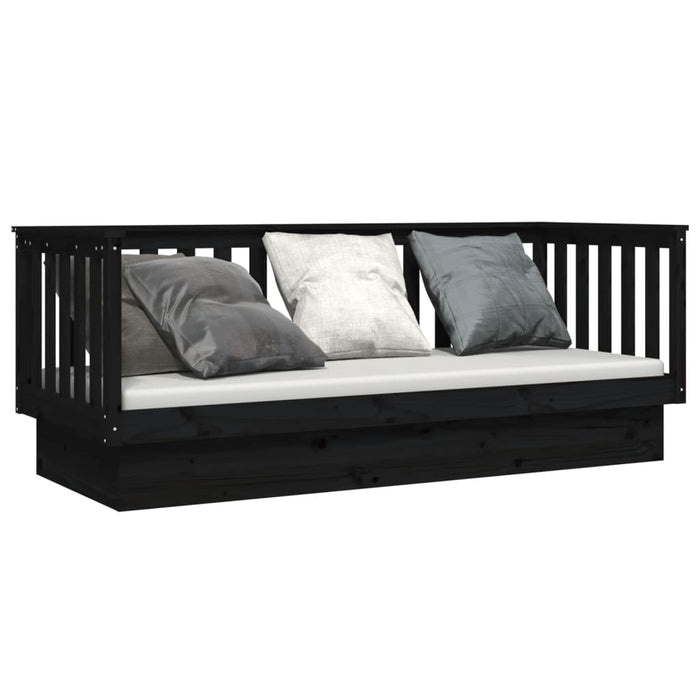 Day Bed without Mattress Black 75x190 cm Small Single Solid Wood Pine