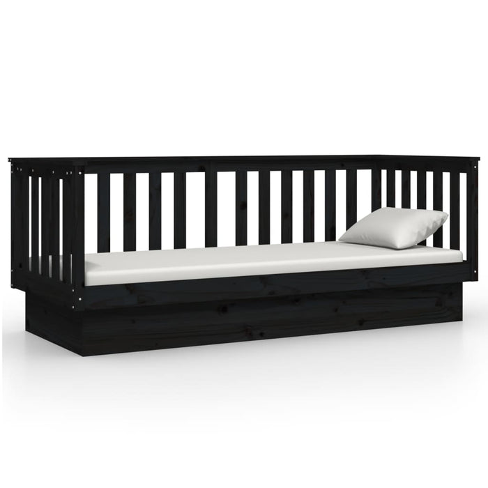 Day Bed without Mattress Black 75x190 cm Small Single Solid Wood Pine