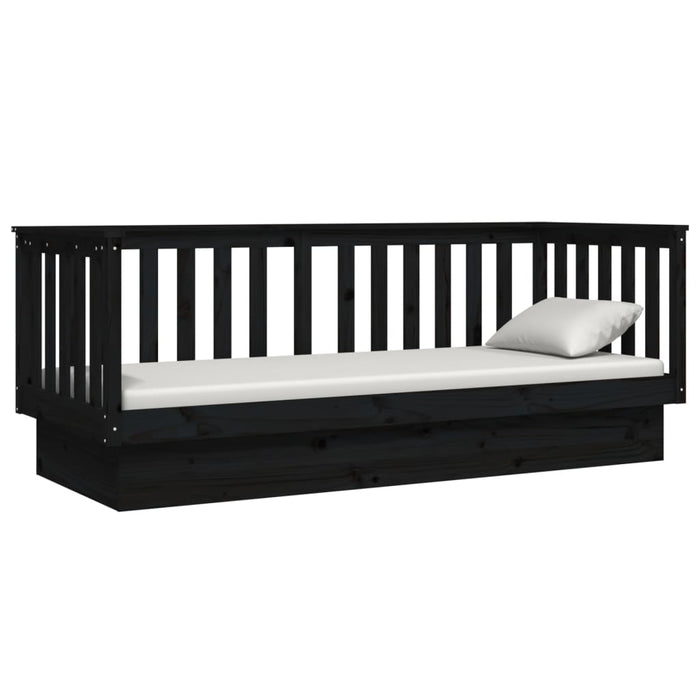 Day Bed without Mattress Black 75x190 cm Small Single Solid Wood Pine