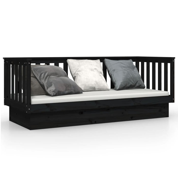 Day Bed without Mattress Black 90x190 cm Single Solid Wood Pine