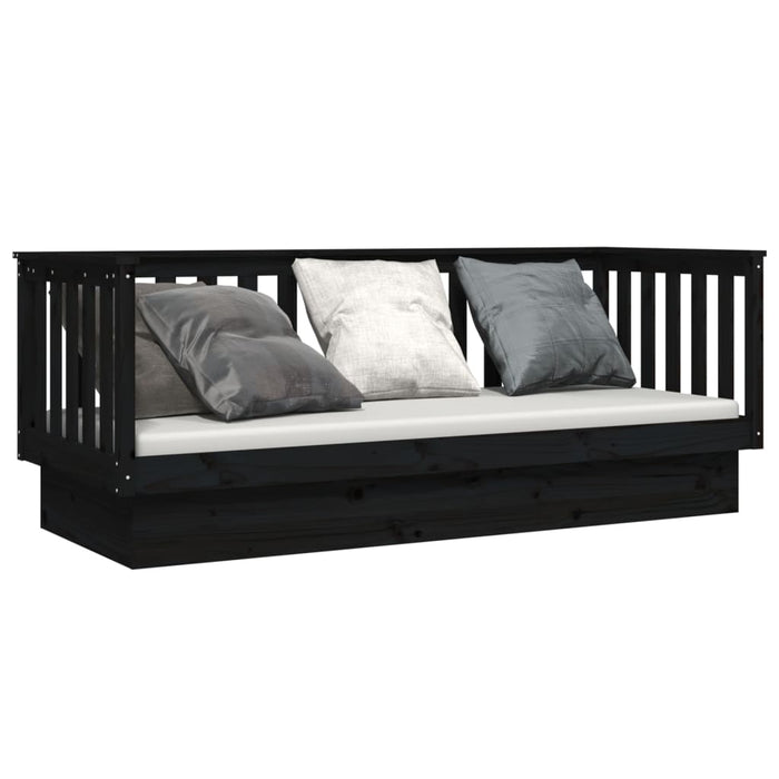 Day Bed without Mattress Black 90x190 cm Single Solid Wood Pine