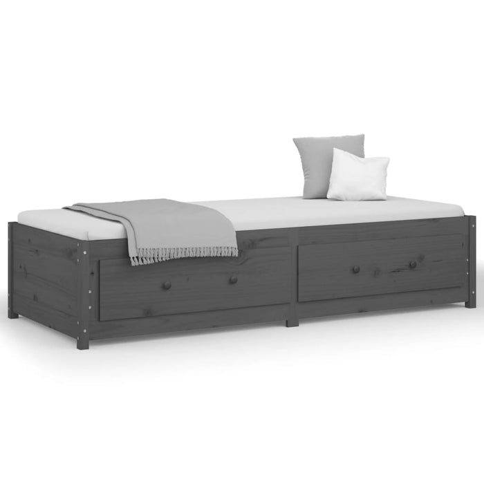 Day Bed without Mattress Grey 90x190 cm Single Single Solid Wood Pine