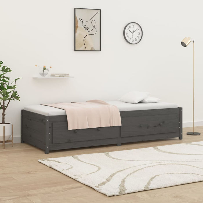 Day Bed without Mattress Grey 90x190 cm Single Single Solid Wood Pine