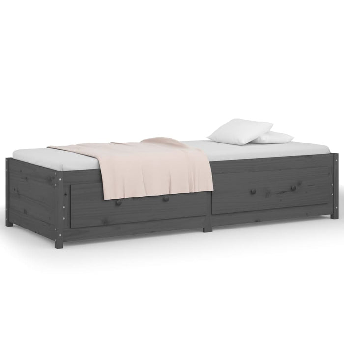 Day Bed without Mattress Grey 90x190 cm Single Single Solid Wood Pine