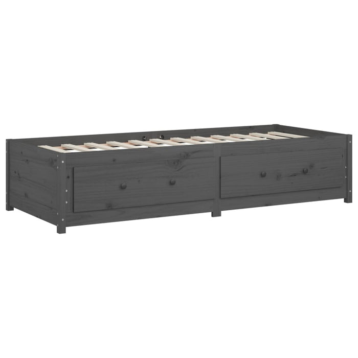 Day Bed without Mattress Grey 90x190 cm Single Single Solid Wood Pine