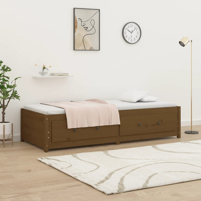 Day Bed without Mattress Honey Brown 75x190 cm Small Single  Solid Wood Pine