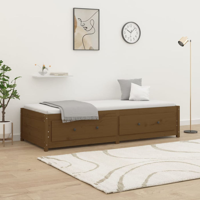 Day Bed without Mattress Honey Brown 75x190 cm Small Single  Solid Wood Pine