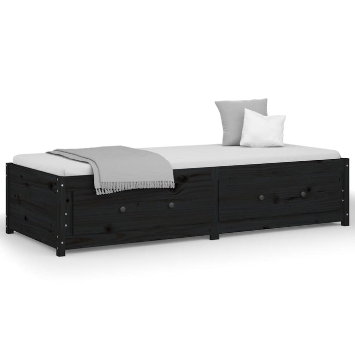 Day Bed without Mattress Black 75x190 cm Small Single  Solid Wood Pine