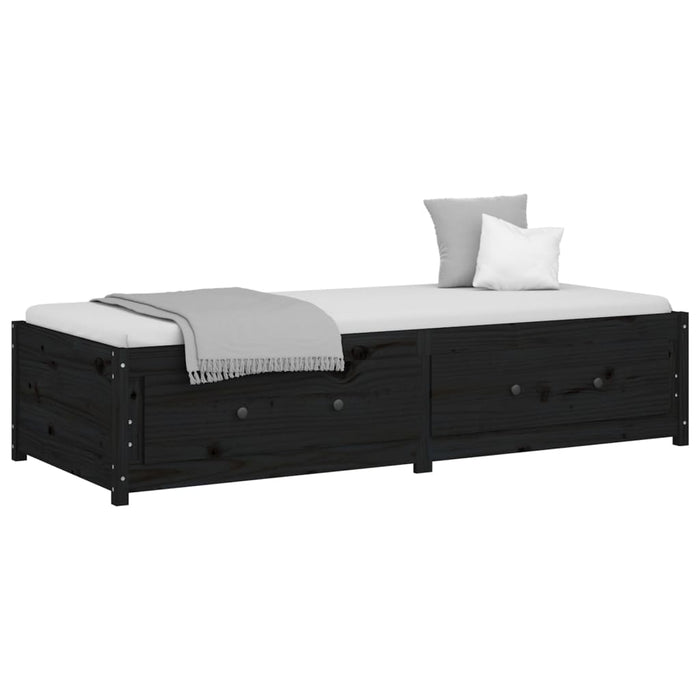 Day Bed without Mattress Black 75x190 cm Small Single  Solid Wood Pine