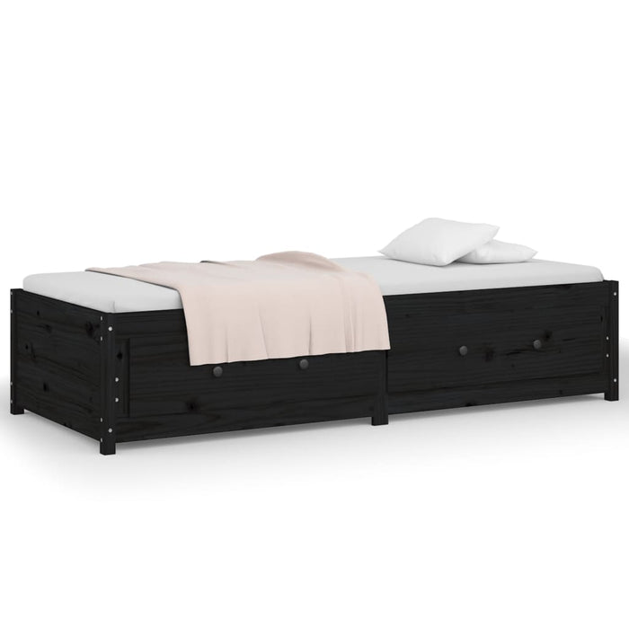 Day Bed without Mattress Black 75x190 cm Small Single  Solid Wood Pine