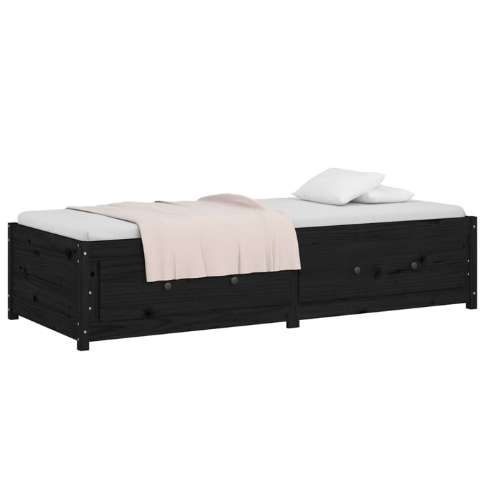 Day Bed without Mattress Black 75x190 cm Small Single  Solid Wood Pine