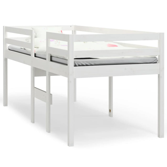 High Sleeper Bed without Mattress White 75x190 cm Small Single Solid Wood Pine