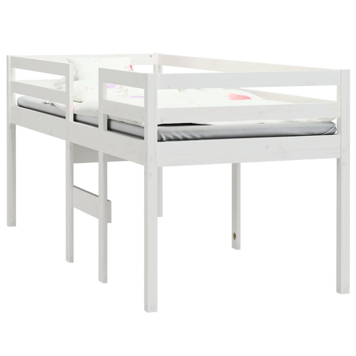 High Sleeper Bed without Mattress White 75x190 cm Small Single Solid Wood Pine