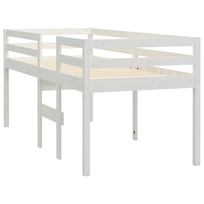 High Sleeper Bed without Mattress White 75x190 cm Small Single Solid Wood Pine