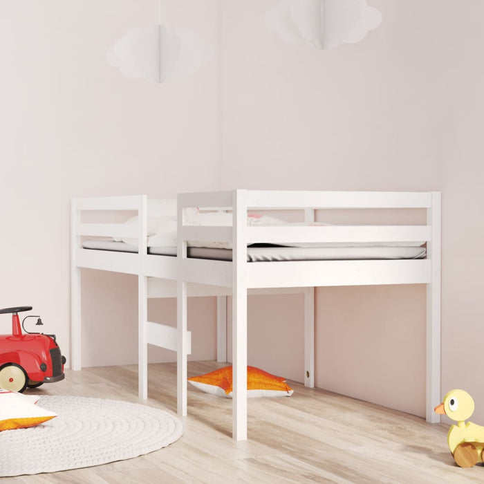 High Sleeper Bed without Mattress White 75x190 cm Small Single Solid Wood Pine