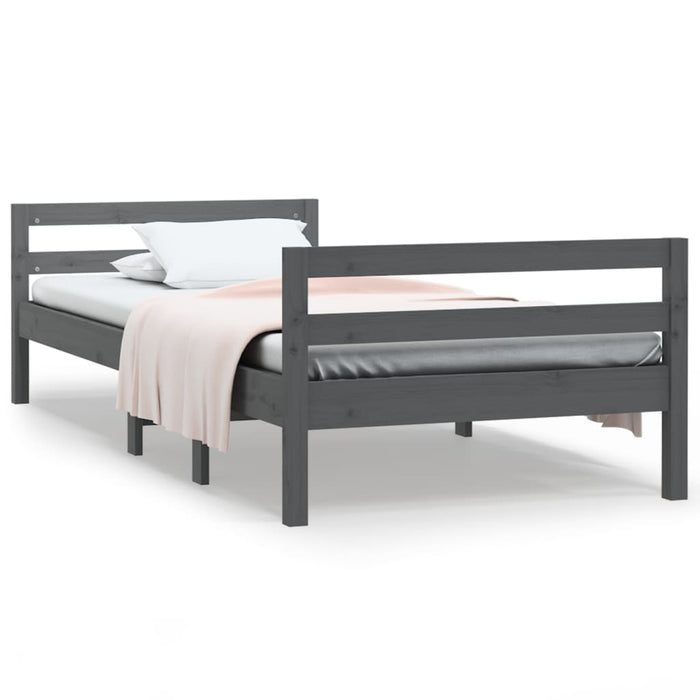 Bed Frame without Mattress Grey 90x200 cm Solid Wood Pine