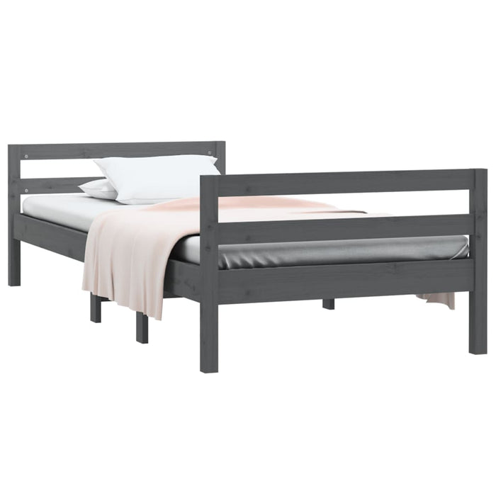 Bed Frame without Mattress Grey 90x200 cm Solid Wood Pine