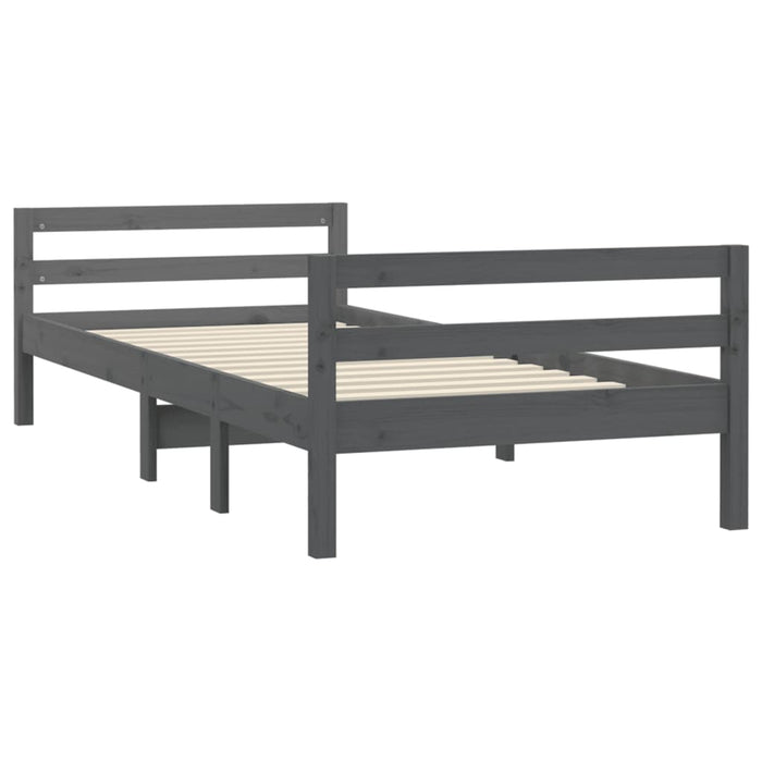 Bed Frame without Mattress Grey 90x200 cm Solid Wood Pine