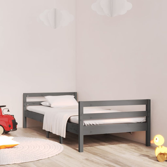 Bed Frame without Mattress Grey 90x200 cm Solid Wood Pine