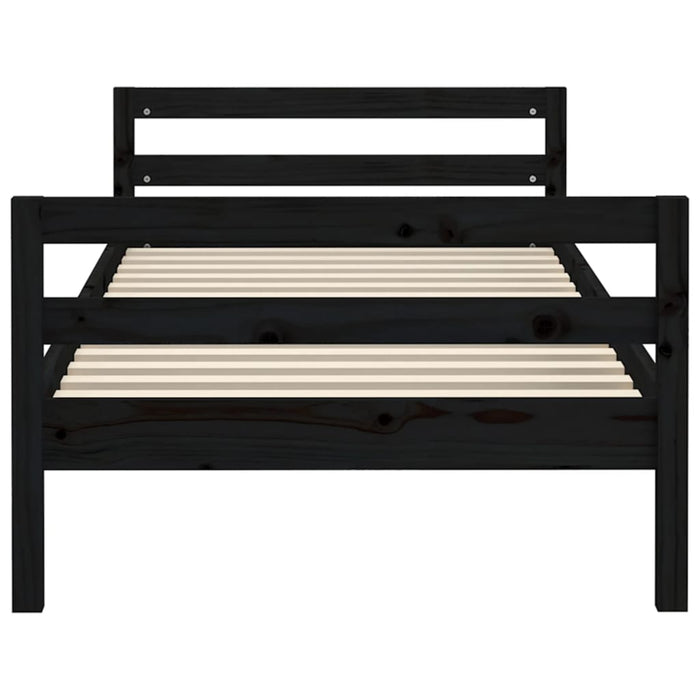 Bed Frame without Mattress Black 90x200 cm Solid Wood Pine