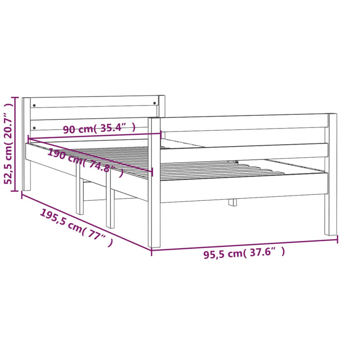 Bed Frame without Mattress 90x190 cm Single Solid Wood Pine