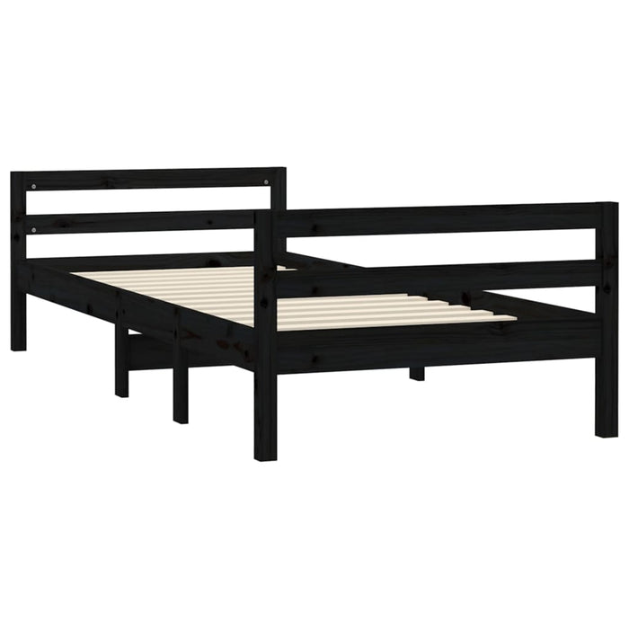 Bed Frame without Mattress Black 75x190 cm Small Single Solid Wood Pine