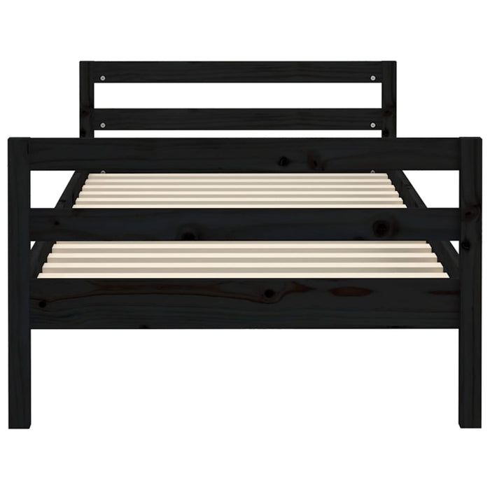 Bed Frame without Mattress Black 75x190 cm Small Single Solid Wood Pine