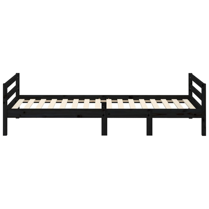 Bed Frame without Mattress Black 75x190 cm Small Single Solid Wood Pine