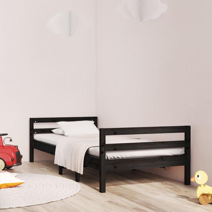 Bed Frame without Mattress Black 75x190 cm Small Single Solid Wood Pine