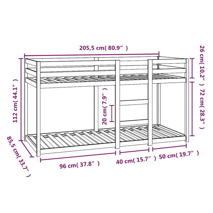 Bunk Bed without Mattress 80x200 cm Solid Wood Pine