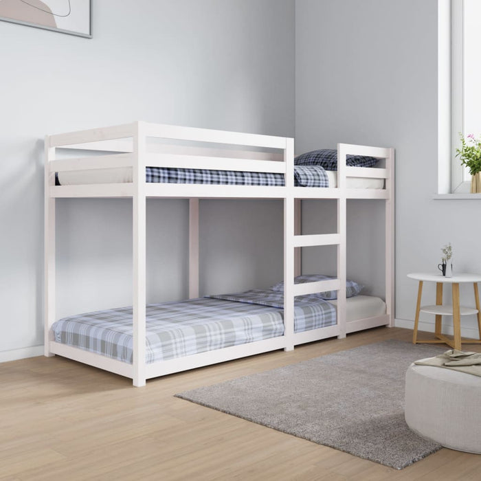 Bunk Bed without Mattress White 75x190 cm Small Single Solid Wood Pine