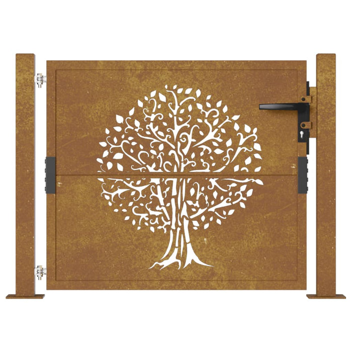 Градинска порта 105x80 cm Corten Steel Tree Design