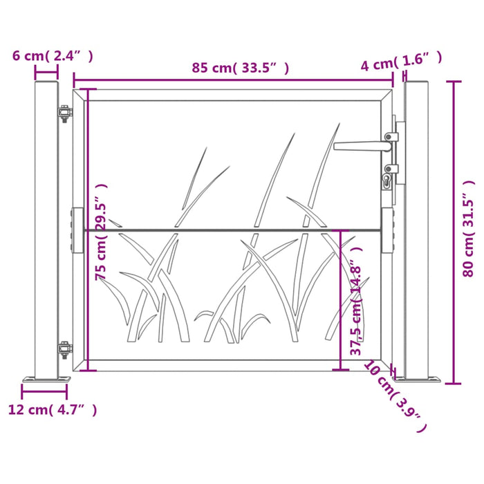 Градинска врата 105x80 cm Corten Steel Grass Design