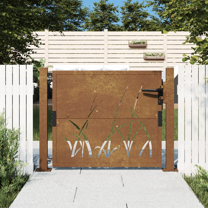 Градинска врата 105x80 cm Corten Steel Grass Design