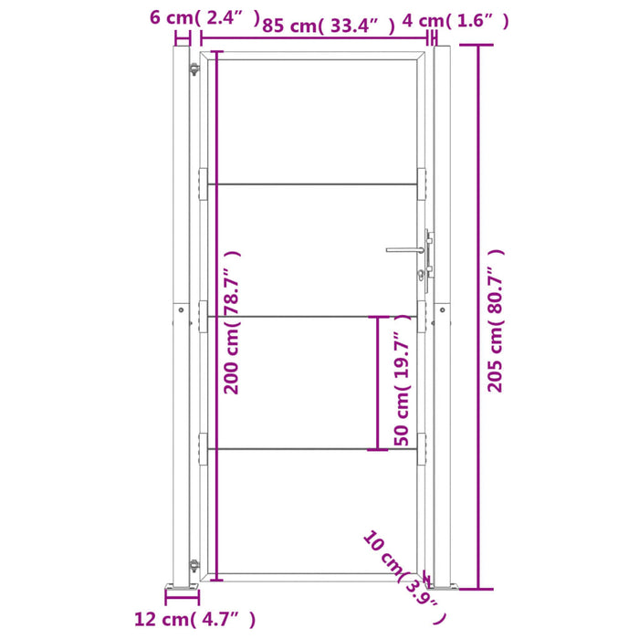 Садовые ворота 105x205 см из кортеновской стали