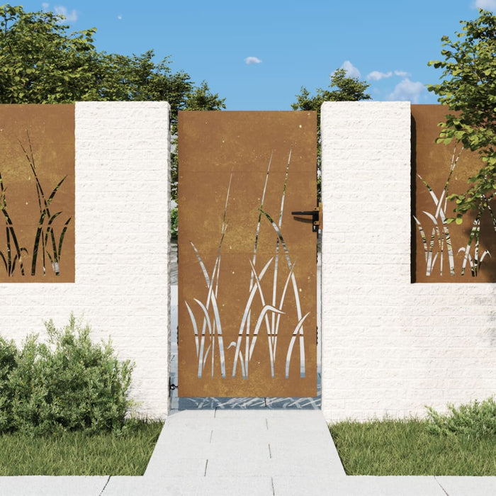 Градинска врата 85x200 cm Corten Steel Grass Design