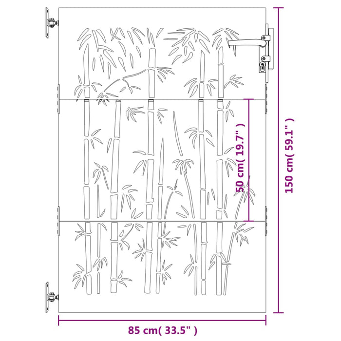 Градинска порта 85x150 cm Corten Steel Bamboo Design