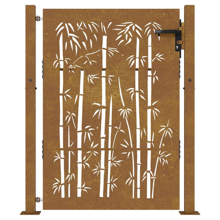 Градинска порта 105x130 cm Corten Steel Bamboo Design