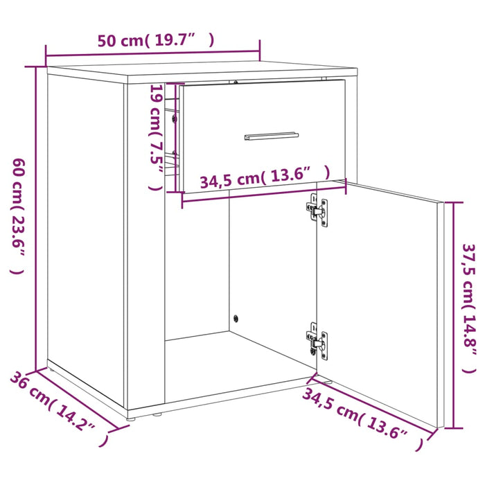 Noptiera Gri Beton 50x36x60 cm Lemn de Inginerie