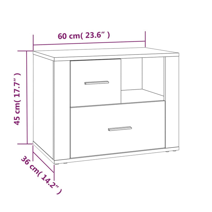 Noptiera Stejar Afumat 60x36x45 cm Lemn Cosinat