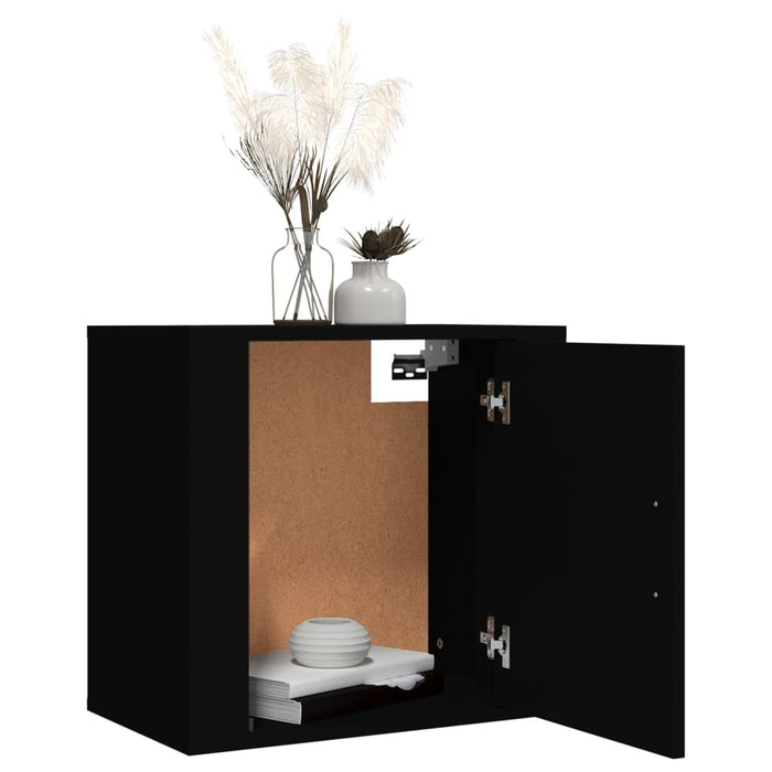 Wall-mounted Bedside Cabinet Black 50x30x47 cm