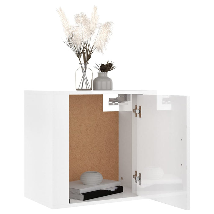 Wall-mounted Bedside Cabinet High Gloss White 50x30x47 cm