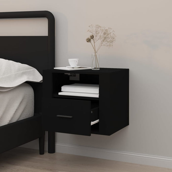 Wall-mounted Bedside Cabinet Black 50x36x40 cm