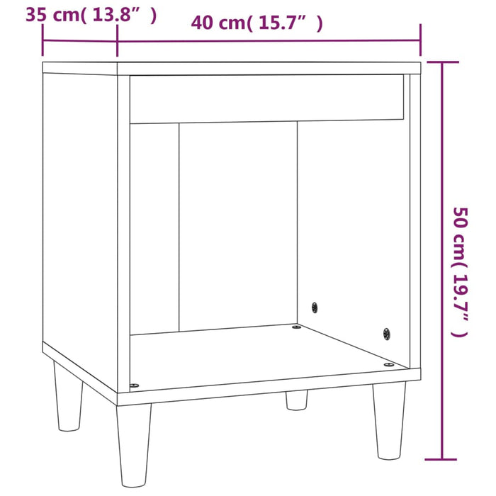 Noptiera 2 buc Negru 40x35x50 cm