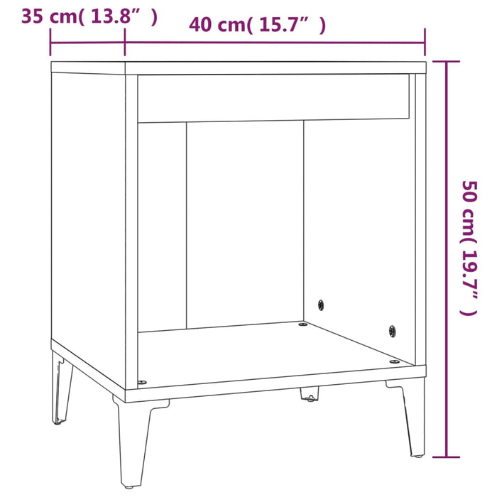 Noptiera 2 buc Negru 40x35x50 cm