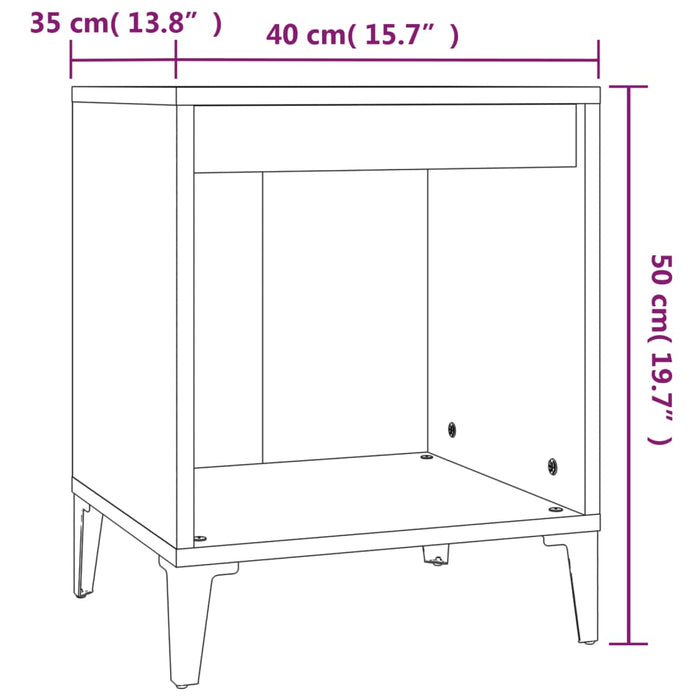 Noptiera Alb Lucios 40x35x50 cm