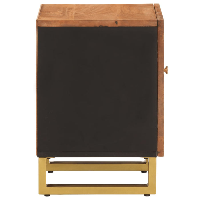 Bedside Cabinet Brown and Black Solid Wood Mango